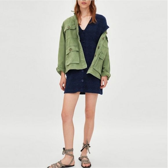 Zara TRF Collection Tweed Dress with Buttons - Picture 2 of 5